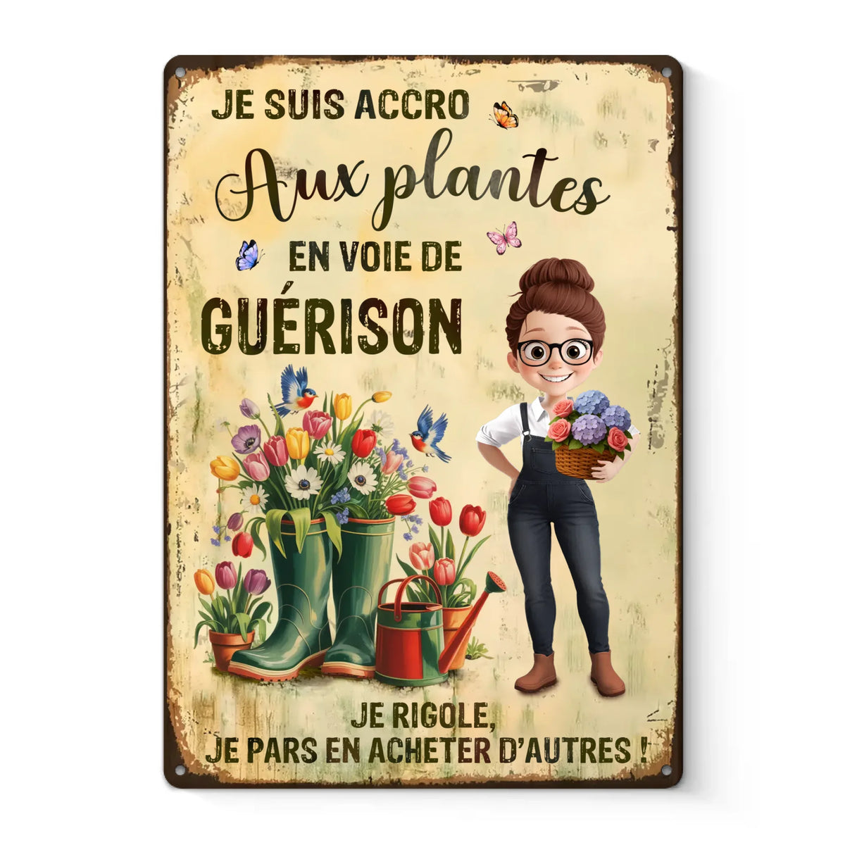 Panneau Métallique Personnalisé Pour La Décoration De La Maison – Cadeaux D’Anniversaire Personnalisés Pour Jardiniers Et Amoureux Du Jardin – Plus De Plantes, Moins De Stress