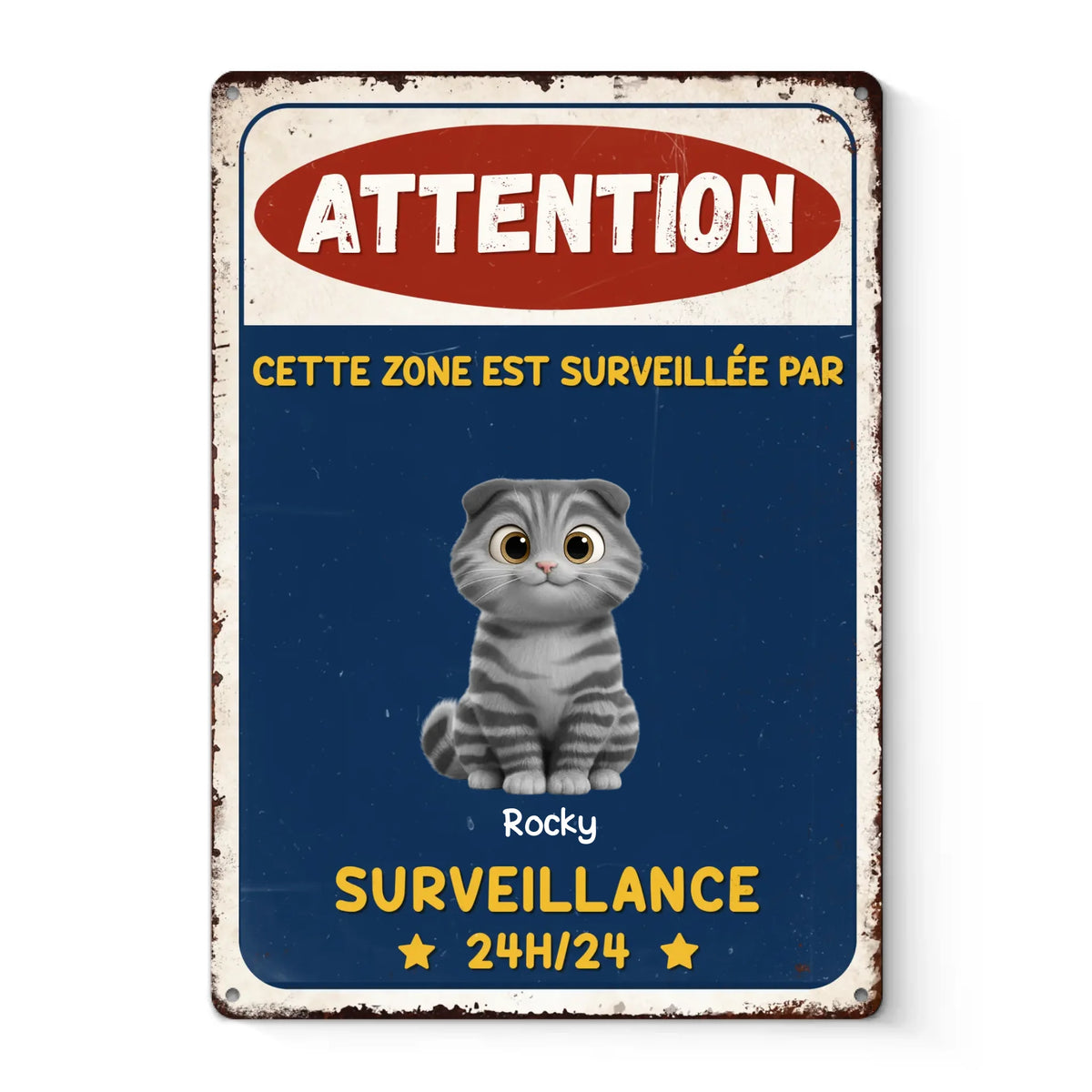 Panneau Métallique Personnalisé Pour La Décoration De La Maison – Cadeaux De Noël Et D’Anniversaire Personnalisés Pour Famille, Amoureux Des Chiens Et Des Chats – Ce Territoire Est Protégé Par