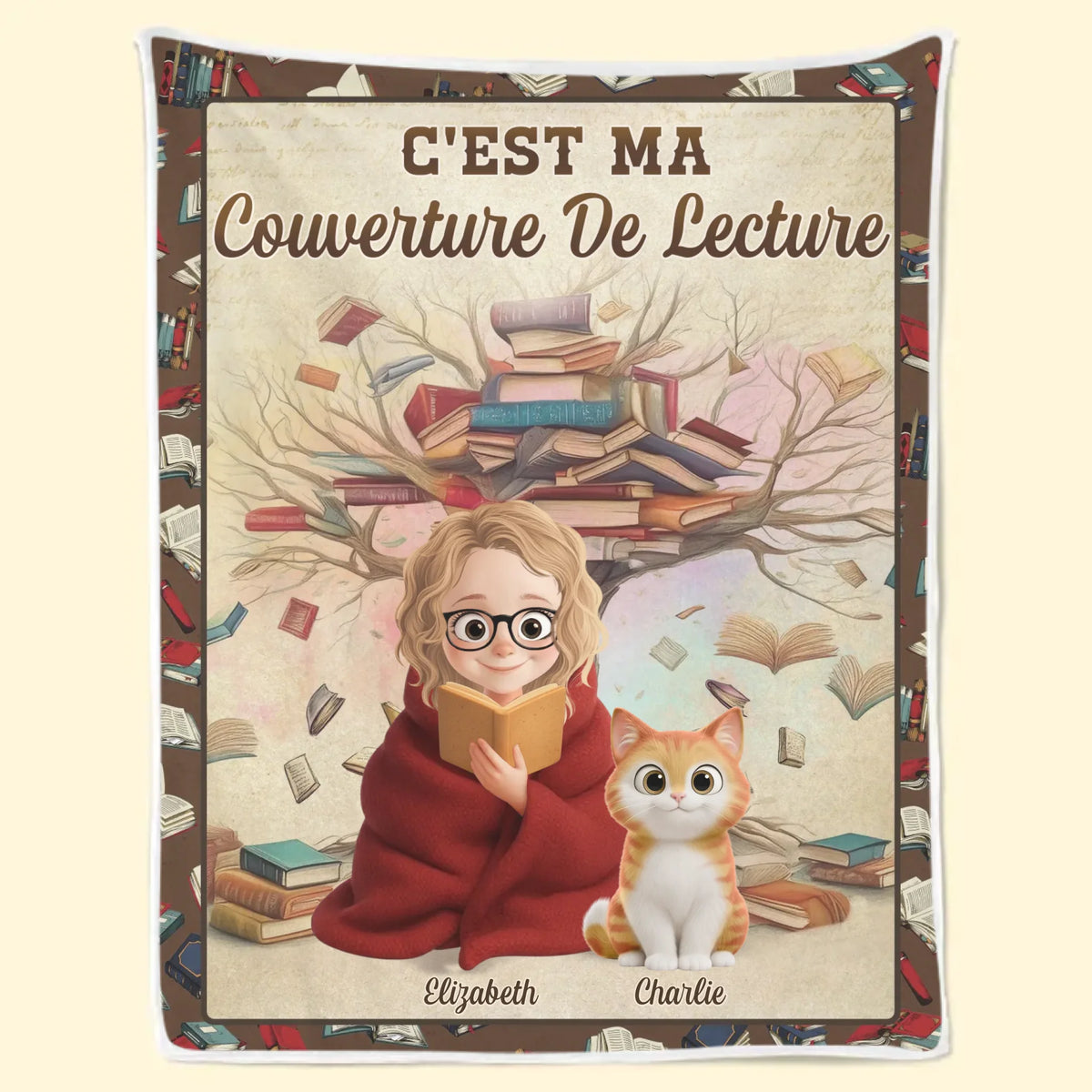 Couverture Personnalisée - Cadeaux De Noël Pour Amoureux Des Livres, Rats De Bibliothèque, Papa Et Maman Chiens, Propriétaires De Chats - Ma Petite Bulle De Lecture Et De Calme