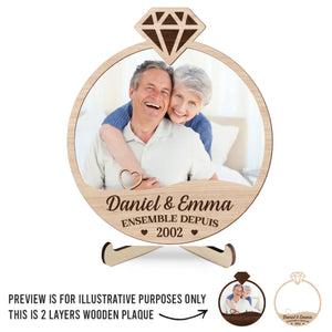 Plaque En Bois Personnalisée À Deux Couches Avec Photo Et Support – Cadeaux D’Anniversaire De Mariage Pour Mari Et Femme, Lui Et Elle – Là Où Tu Es, Tout S’Assemble
