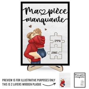 Plaque En Bois Personnalisée À Deux Couches Avec Support – Cadeaux D’Anniversaire De Mariage Pour Mari Et Femme, Lui Et Elle – Ensemble Depuis Le Premier Battement De Cœur
