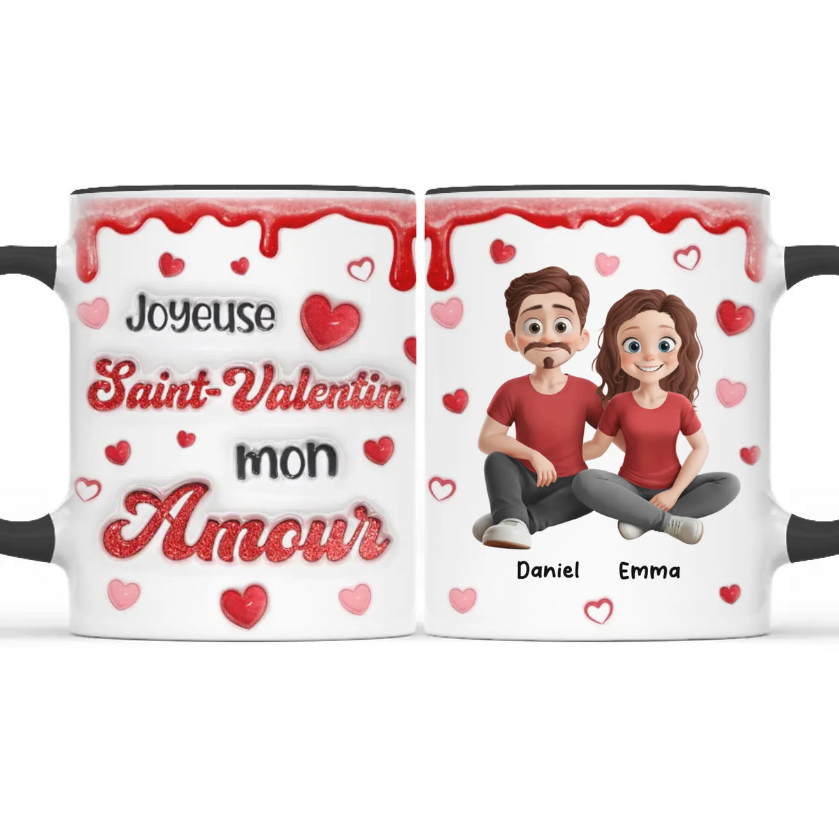 Mug Personnalisé Bicolore – Cadeaux D’Anniversaire Et De Mariage Pour Mari Et Femme, Pour Lui Et Pour Elle – Là Où Notre Amour Bat Le Plus Fort