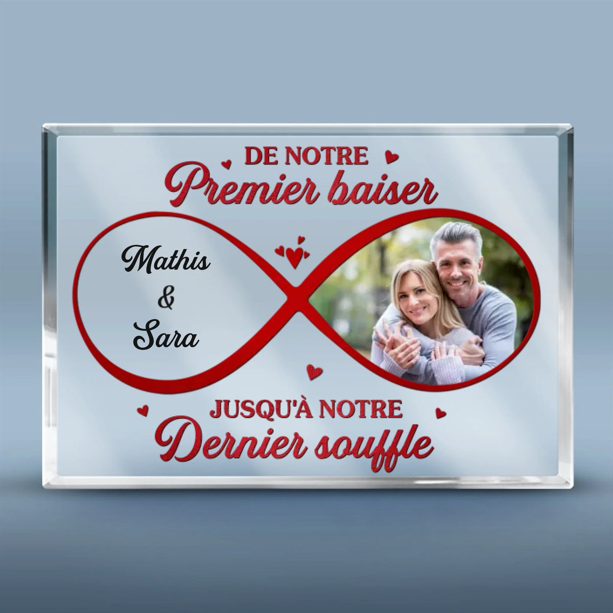 Plaque Acrylique Personnalisée En Forme De Rectangle Horizontal – Cadeaux D’Anniversaire De Mariage Pour Mari Et Femme, Lui Et Elle – Deux Cœurs, Une Vie