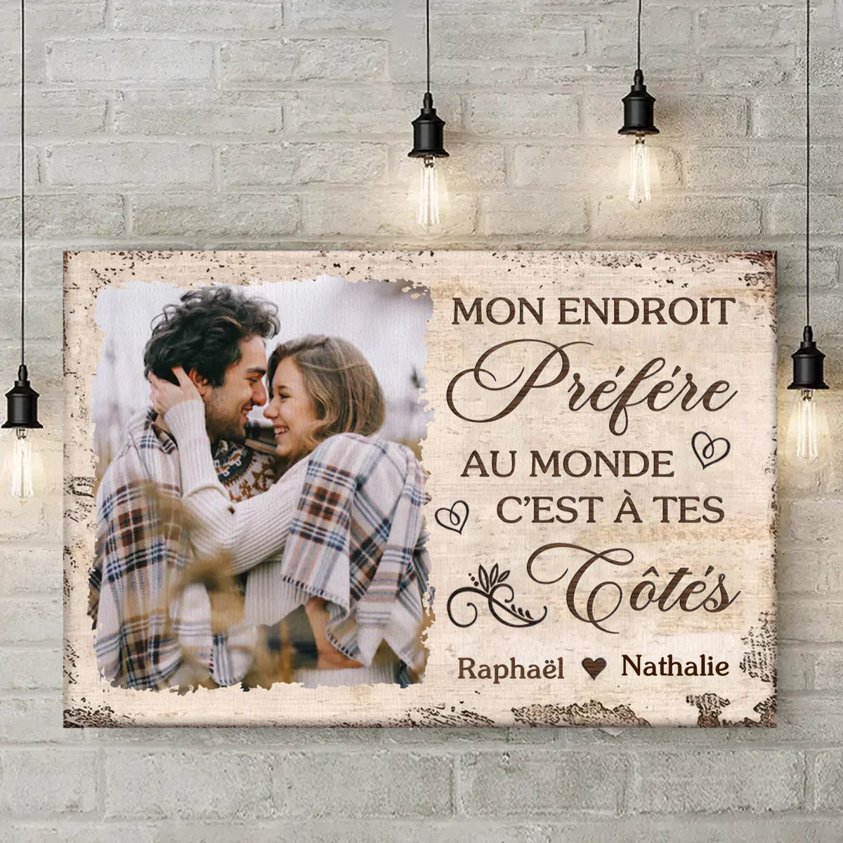 Toile personnalisée horizontale avec photo pour couple – Ensemble, ça suffit