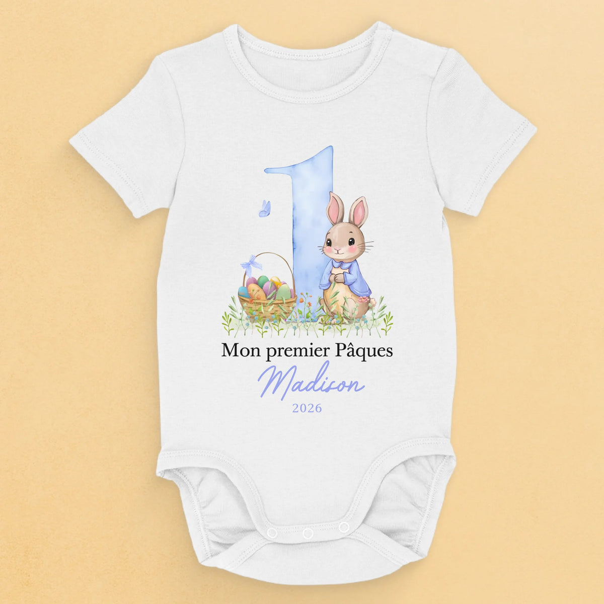 Body Bébé Personnalisé – Cadeau De Pâques Pour Nouveau-Né – Petit Lapin, Grande Joie