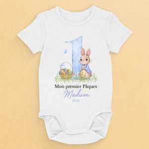 Body Bébé Personnalisé – Cadeau De Pâques Pour Nouveau-Né – Petit Lapin, Grande Joie