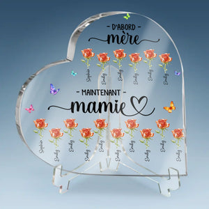 Plaque Acrylique En Forme De Cœur Personnalisée – Cadeau Pour Maman, Mamie – Devenir Mamie Avec Grâce