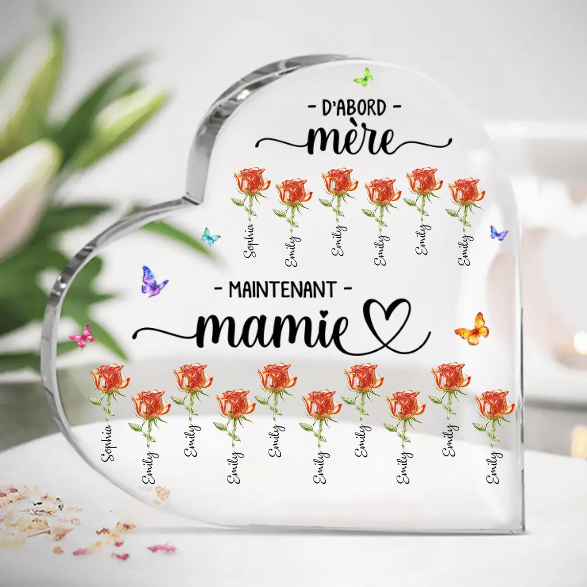 Plaque Acrylique En Forme De Cœur Personnalisée – Cadeau Pour Maman, Mamie – Devenir Mamie Avec Grâce