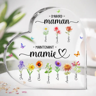 Plaque Acrylique En Forme De Cœur Personnalisée – Cadeau Pour Maman, Mamie – Devenir Mamie Avec Grâce