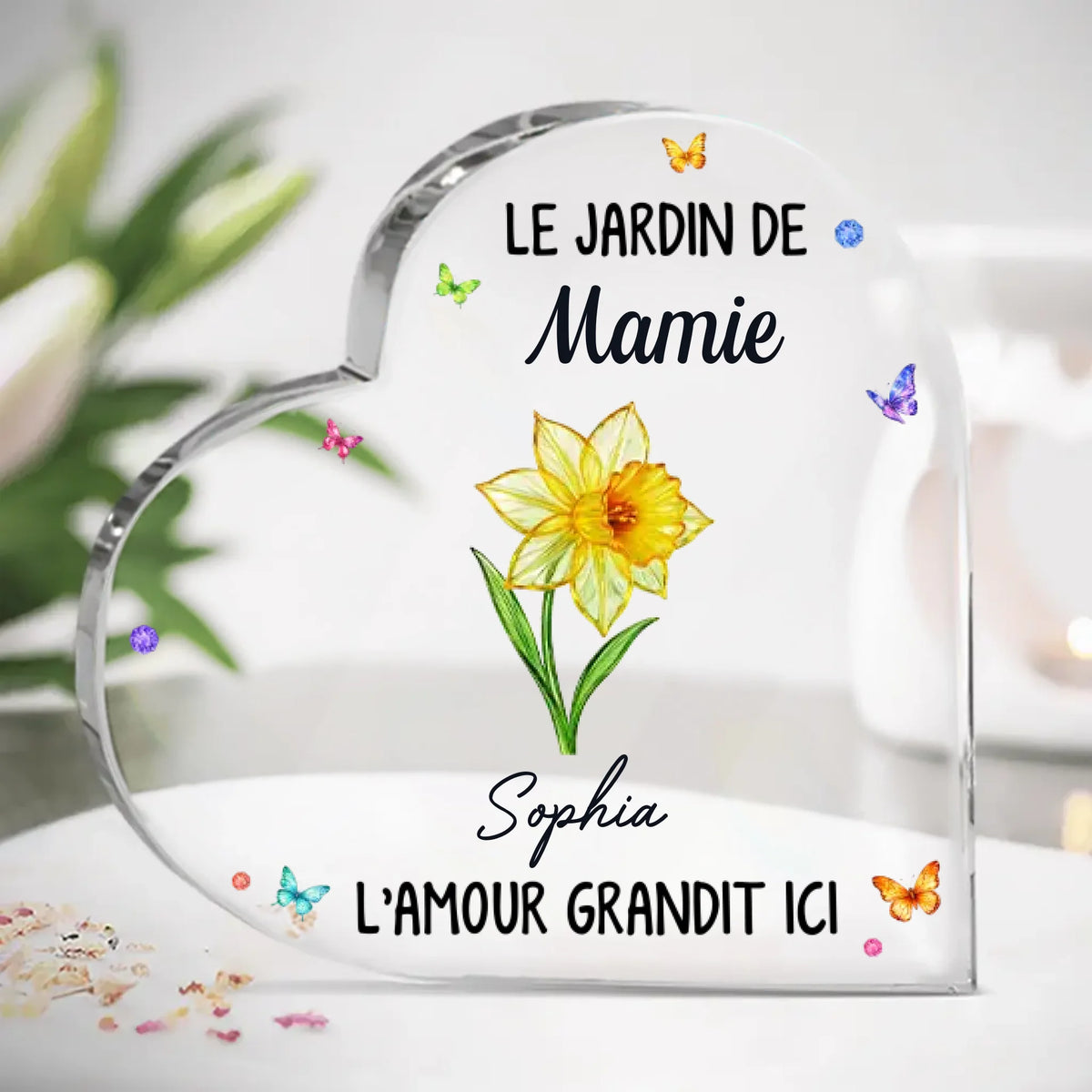 Plaque Acrylique En Forme De Cœur Personnalisée – Cadeau Pour Mamie – L’Histoire D’Un Amour Infini