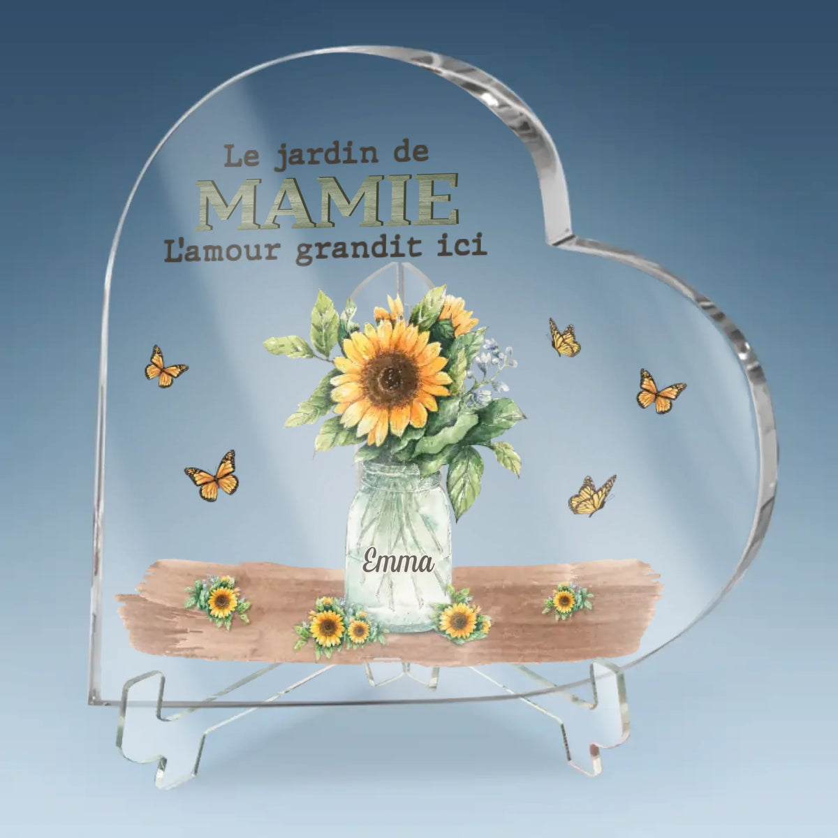 Plaque acrylique en forme de cœur personnalisée – Cadeau pour Mamie – Mes petits-enfants adorés