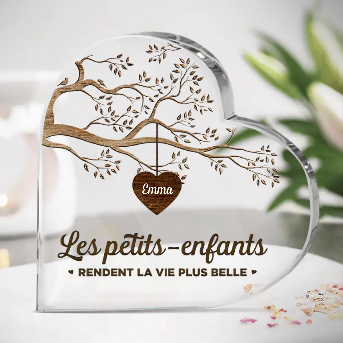 Plaque Acrylique En Forme De Cœur Personnalisée – Cadeau Pour Mamie – Un Amour Partagé Pour Toujours