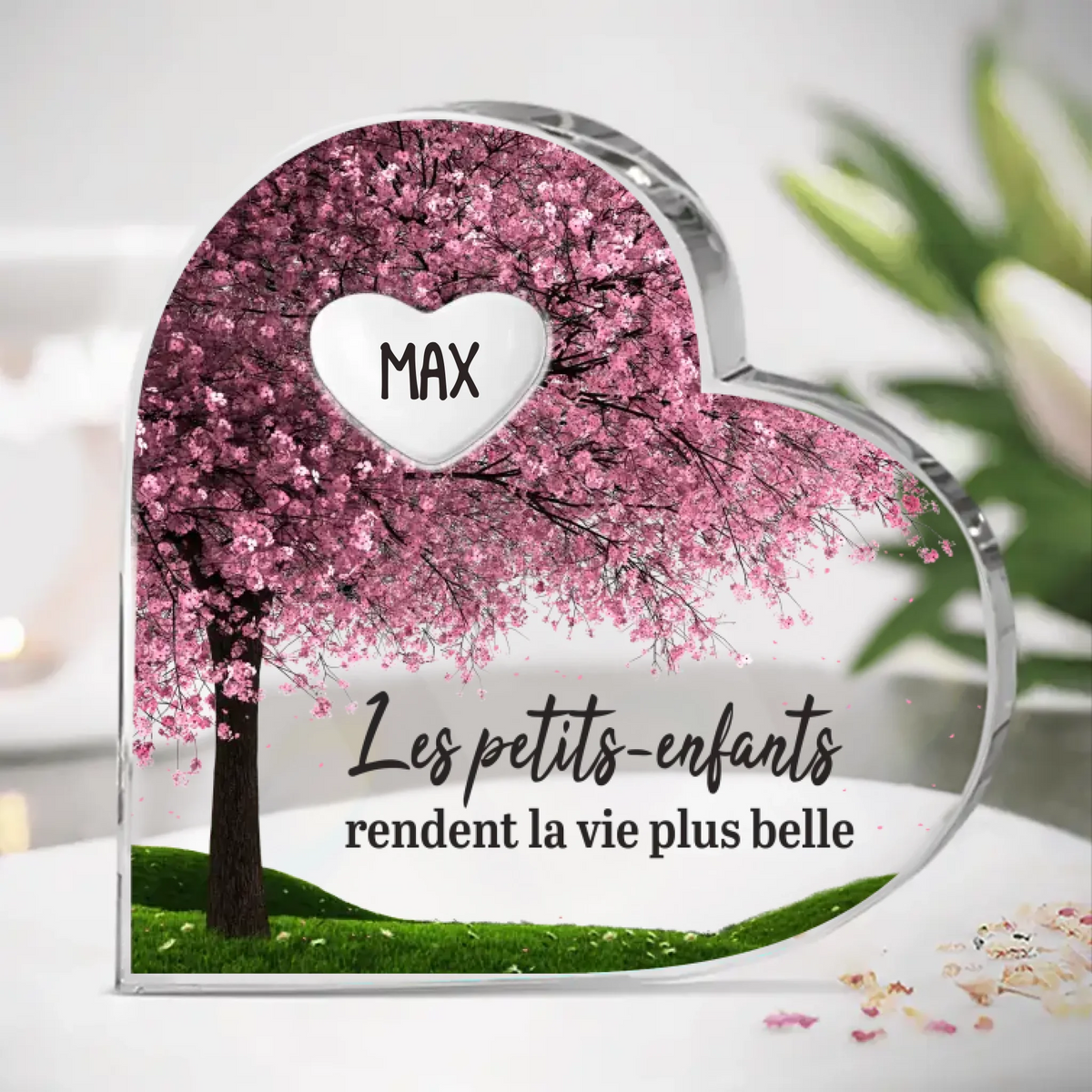 Plaque Acrylique En Forme De Cœur Personnalisée – Cadeau Pour Mamie – Une Histoire D’Amour Familiale