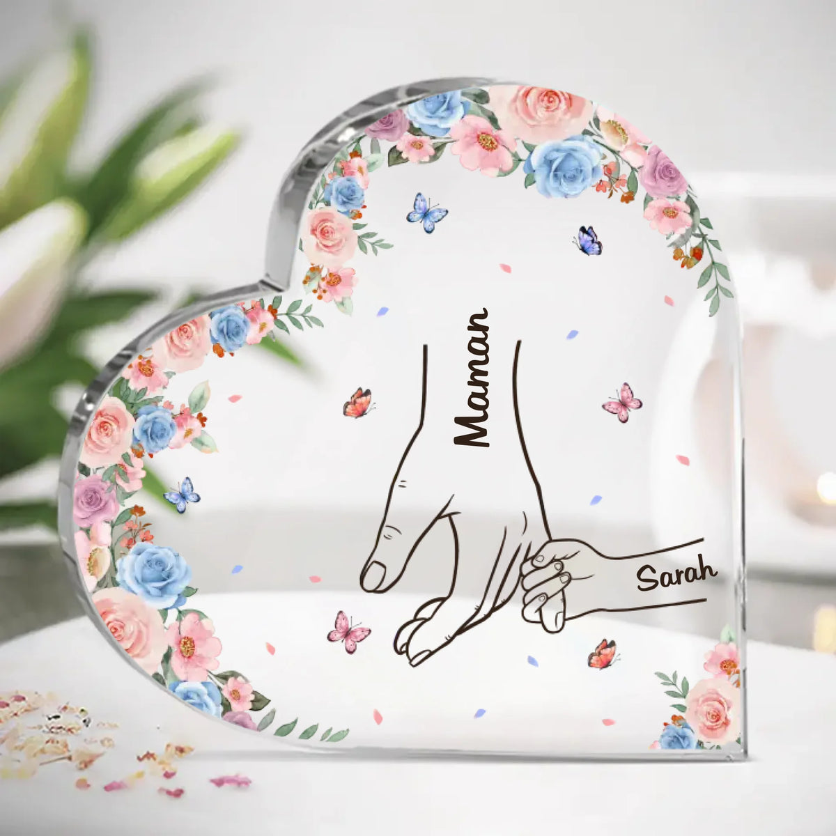 Plaque Acrylique En Forme De Cœur Personnalisée – Cadeau Pour Mamie – Une Nouvelle Histoire D’Amour