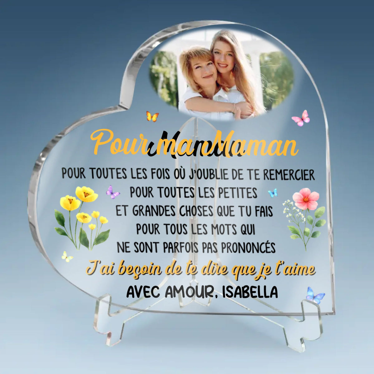 Plaque Acrylique En Forme De Cœur Personnalisée – Cadeau Pour Mamie – Un Cœur Qui S’agrandit