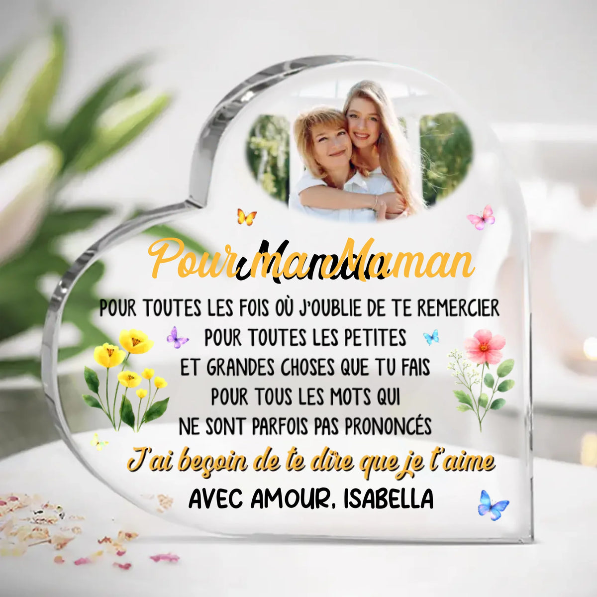 Plaque Acrylique En Forme De Cœur Personnalisée – Cadeau Pour Mamie – Un Cœur Qui S’agrandit