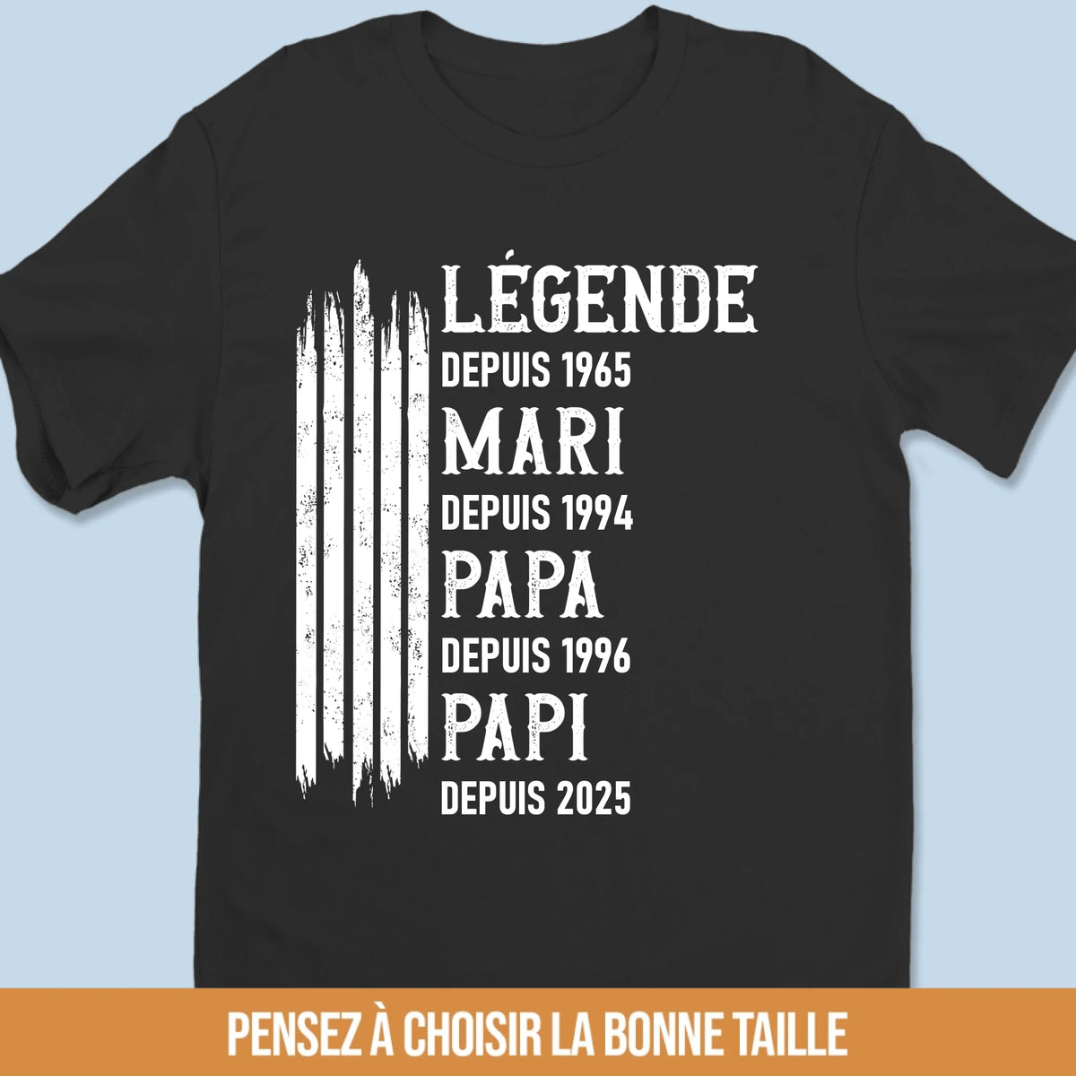 T-Shirt Unisexe Personnalisé – Cadeau Pour Papa, Papi – Le Plus Grand Héros De La Famille