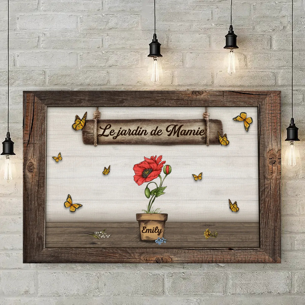 Toile Horizontale Personnalisée – Cadeau Pour Mamie, Maman – L’Amour Nous Rassemble Toujours