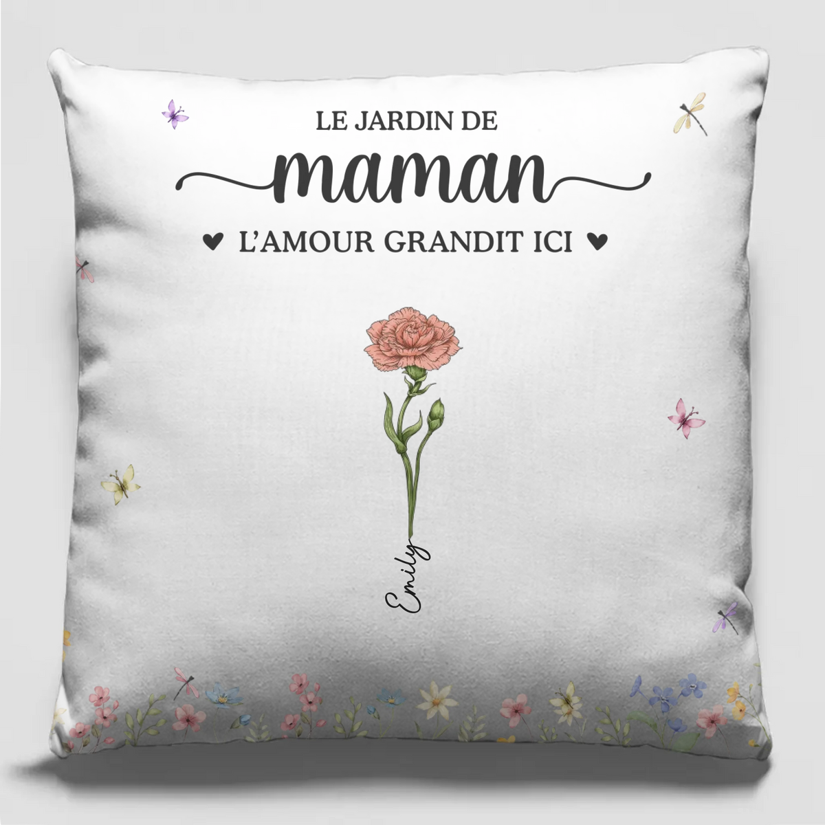 Coussin De Poche Personnalisé – Cadeau Pour Maman, Mamie – Mon Cœur Fleurit Avec Vous