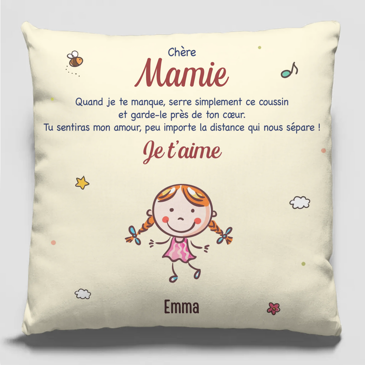 Coussin Personnalisé – Cadeau Pour Mamie, Maman – Un Câlin Plein D’Amour Même À Distance