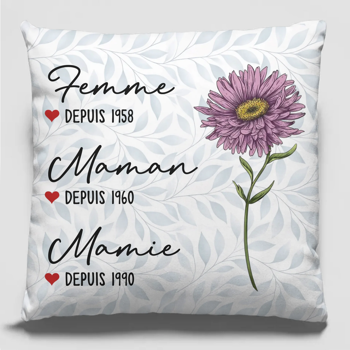 Coussin Personnalisé – Cadeau Pour Mamie – Entourée D’Amour