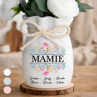 Vase À Fleurs Personnalisé Avec Corde – Cadeau Pour Maman, Mamie – L’Amour De Notre Famille