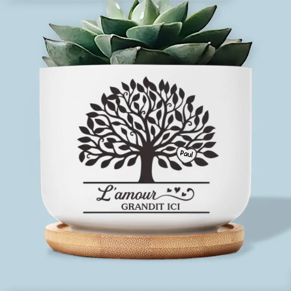 Pot de Fleurs en Céramique Personnalisé – Cadeau pour Fille – L’amour Grandit Dans Notre Famille