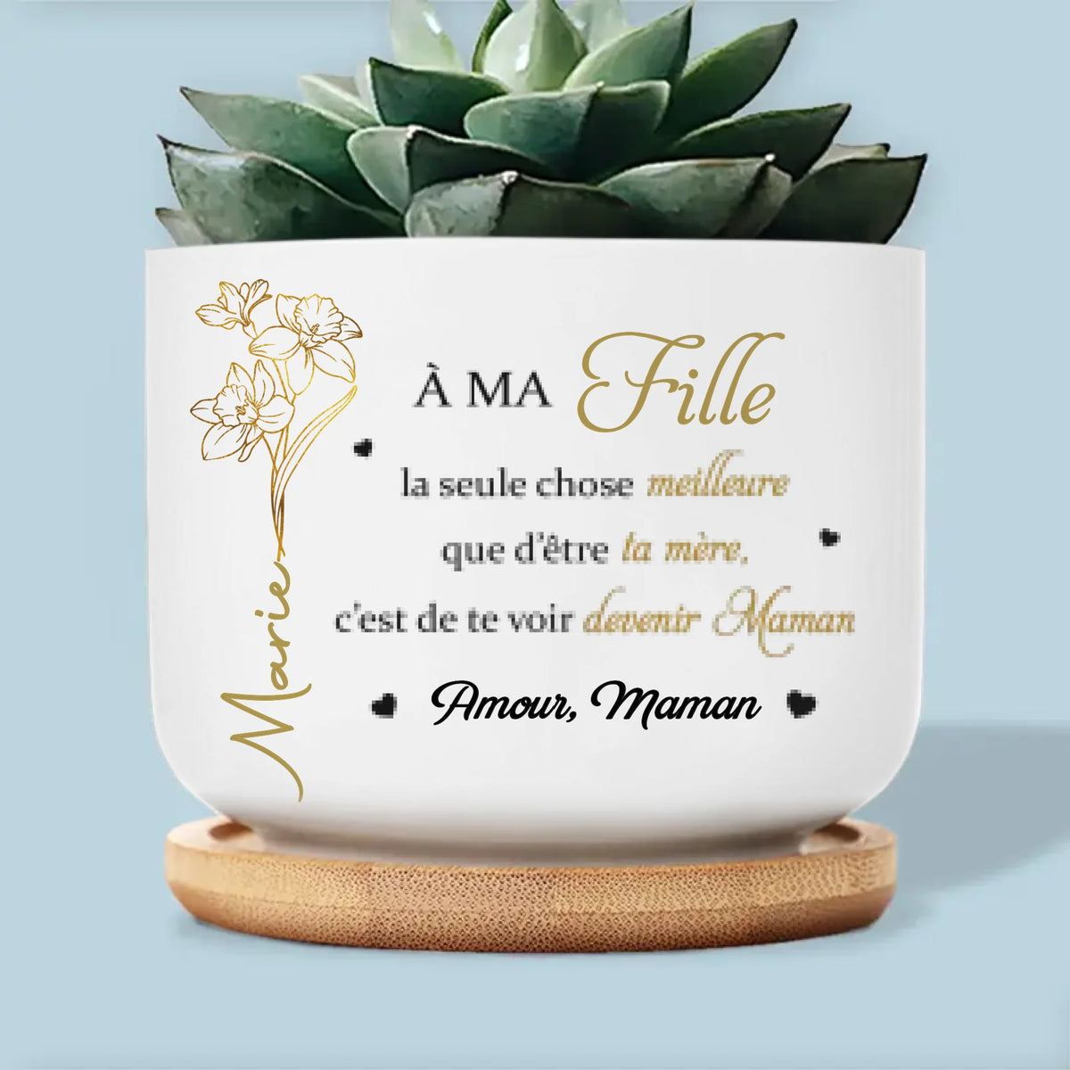 Pot de Fleurs en Céramique Personnalisé – Cadeau pour Fille – Depuis Que Tu Es Devenue Maman
