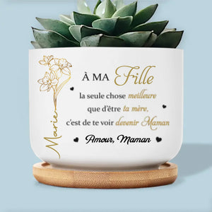 Pot de Fleurs en Céramique Personnalisé – Cadeau pour Fille – Depuis Que Tu Es Devenue Maman