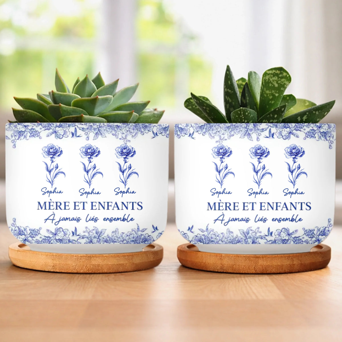Pot de Fleurs en Céramique Personnalisé – Cadeau pour Maman – À Jamais Liés Ensemble