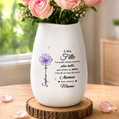 Vase Ovale En Céramique Personnalisé – Cadeau Pour Fille - L'ère Des Mamans Commence