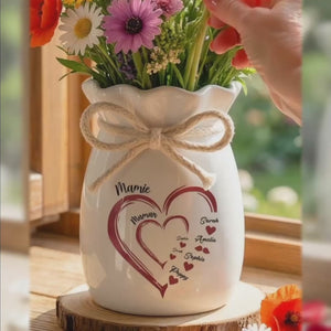 Vase À Fleurs Personnalisé Avec Corde – Cadeau Pour Maman, Mamie – L’Amour Fleurit Ici
